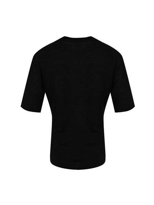 T-shirt in maglia di lino Nero ROBERTO COLLINA | 261MYA2022109